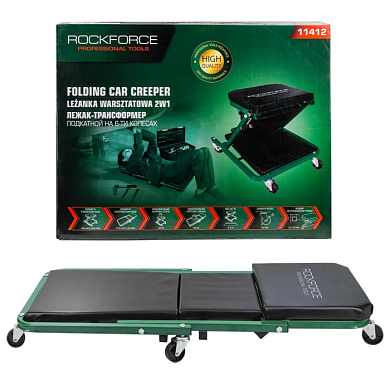 Стул-лежак трансформер подкатной на 6-ти колесах, лежак/стул: размеры 910х410х120 мм/460х410х360 мм, max нагрузка 150/120кг RockForce RF-11412