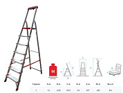 Лестница-стремянка алюм. проф. 150 см 7 ступ. 7,2 кг NV500, с лотком-органайзером, макс. нагрузка 225 кг Новая Высота 5150107