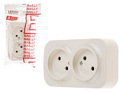 Розетка 2-ая, открытая, б/з бежевая, Bailly, LEIDEN ELECTRIC 806026