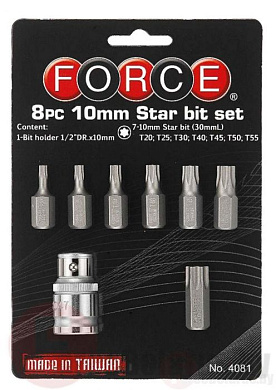 Набор бит TorxT20-T55 8 пр. 10 мм Force 4081