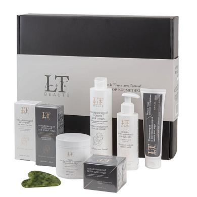 Набор, Увл, эссенция, тоник, восст, маска, крем для лица, увл, патчи для кожи вокруг глаз, пенка для глуб, очищения со скраб, гранулами, пэды-60шт+скребок гуаша La and Te beaute LT1