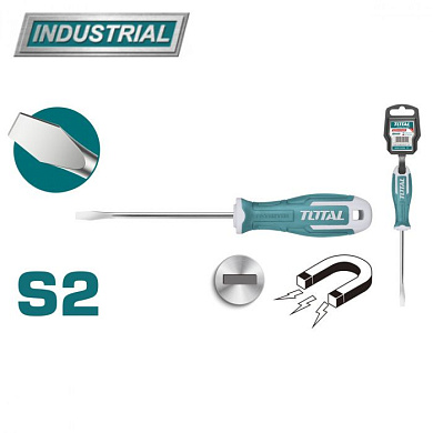 Отвертка шлицевая, магнитная SL5,5 75 мм TOTAL THT265075