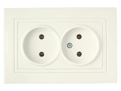 Розетка 2-ая (скрытая, б/з) бежевая, Уют, Bylectrica РС16-343беж