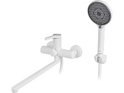 Смеситель для ванны Lt D35, серия Lotus белый, на стену, длинный поворотный L-излив A-five A5-0733