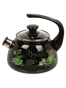 Чайник цельноштампованный, со свистком, со стеклянной крышкой 2 л, черное мохито Керченский металлургический завод 43615-103/4.02-У4ЧрМх