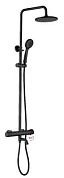 Душевая система с термостатическим смесителем с изливом и тропическим душем, цинк, черный Ledeme L2422B