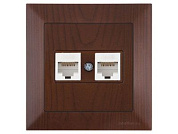 Розетка компьютерная 2xRJ45, Cat6, скрытая, орех, DARIA, , 2xRJ 45, 8-pin, соединения типа 568A или 568B, Mutlusan 21201410157