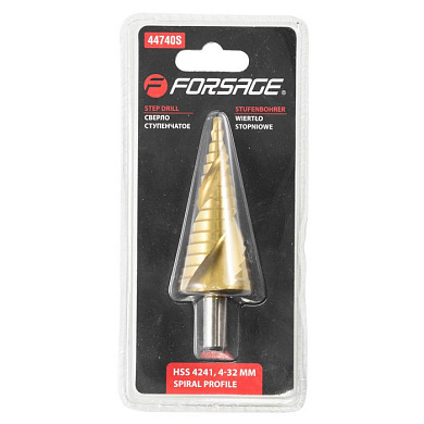 Сверло ступенчатое спиральное HSS4241 4-32 мм Forsage F-44740S