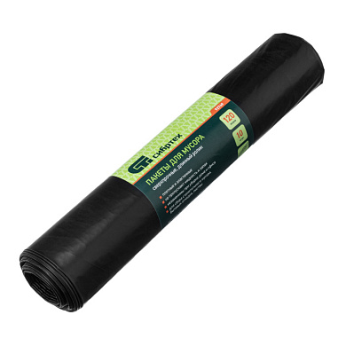 Пакеты для мусора 120 л x 10 шт, пвд, сверхпрочные, длинный ролик, Россия Сибртех 92749