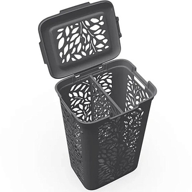 Корзина для белья с разделителем Leaves 60л 440×340×635мм (серый) Полимербыт 4348915