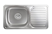 Мойка нерж. сталь, прямоугольная одночашевая, 760*420мм, декорированный хром, врезная (0,8мм) AKS 46076
