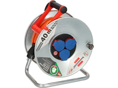 Удлинитель на катушке 40 м, 3 роз., 3.3кВт, метал. катушка, кабель до -35С, с/з GarantS Brennenstuhl 1198750