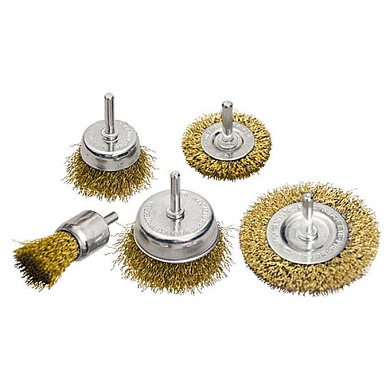 Набор щеток для дрели, 5 шт, 2 плоские, 50-75 мм, 3 чашки, 25-50-75 мм, со шпильками Matrix 74492