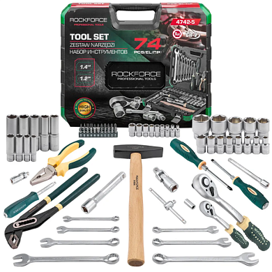 Набор инструментов 74 пр 1/4''&1/2'' 6-гр RockForce RF-4742-5