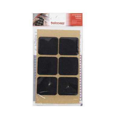 Подкладка самоприлипающая фетровая 40х40мм (1лист-6шт) черная FOLMAG 110823