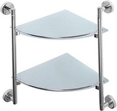 Полка в ванную угловая, сталь + стекло, хром Ledeme L1707-2