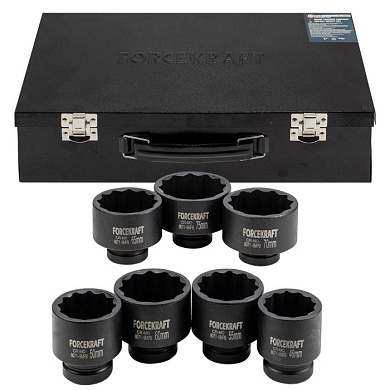 Набор головок ударных 7 пр., 1'' 12-гр 46-75 мм ForceKraft FK-8071-9MPB