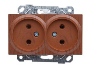 Розетка 2-ая, скрытая, б/з, керамика, орех, RITA, 16 A, 250 V, IP 20, Mutlusan 22002010257