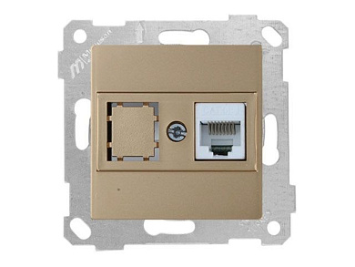 Розетка компьютерная 1xRJ45, Cat5e, скрытая, без рамки, золото, RITA, Mutlusan 22001360180