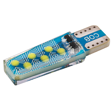 Автолампа диод T10 (W5W) 12V 12 COB без цоколя 1-конт Белая стробоскоп габарит/стоп/салон/ном SKYWAY S08201511