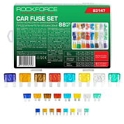 Набор автомобильных плавких флажковых предохранителей от 3А до 100А 88 пр RockForce RF-FS-100(83147)