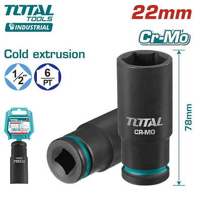 Торцевая головка удлиненная ударная 1/2" 22  мм TOTAL THDIS12222L