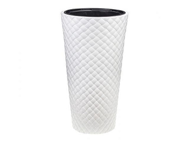 Кашпо РОТАНГ D340 мм H630 мм 9/42 л со вставкой, белый IDEA М3407