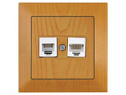 Розетка телефонная + компьютерная, RJ12+Cat5e, скрытая, дуб, DARIA, Cat-3, RJ 12, 4-pin +, RJ 45, 8-pin, Mutlusan 21201390158