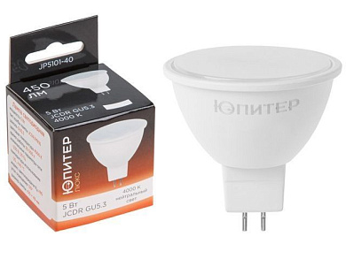 Лампа светодиодная JCDR 5 Вт 230В GU5.3 4000К ЛЮКС Юпитер JP5101-40