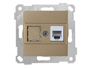 Розетка телефонная 1хRJ12, скрытая, без рамки, золото, RITA, Mutlusan 22001250180