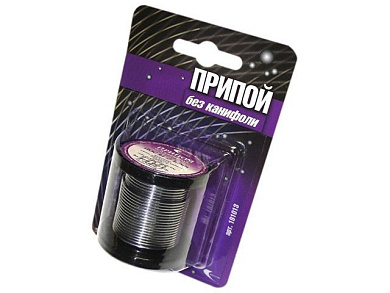 Припой ПОС 61 проволока, катушка ф1,5 мм, 100 гр в блистере, без канифоли, Векта 191013