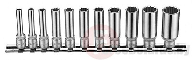 Набор 12-гр. дюймовых длинных головок на планке 11 пр. 1/4'' Force 21110D