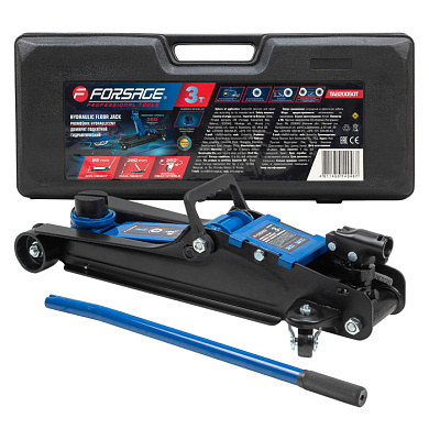 Домкрат подкатной 3 т, 85-380 мм, гидравлический низкопрофильный усиленный корпус, поворотная ручка 360° Forsage F-TA820050T