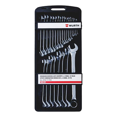 Набор комбинированных ключей SW6-32, изогнутая накидная часть, 25 шт., Red Stripe WÜRTH 5754111925