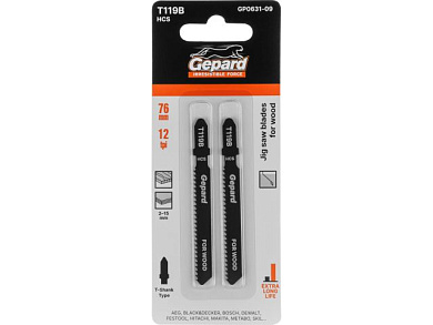 Пилка лобз. по дереву T119B, 2 шт., пропил прямой, тонкий, для базовых работ GEPARD GP0631-09