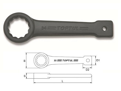 Ключ ударно-силовой накидной упорный 22 мм. Toptul AAAR2222