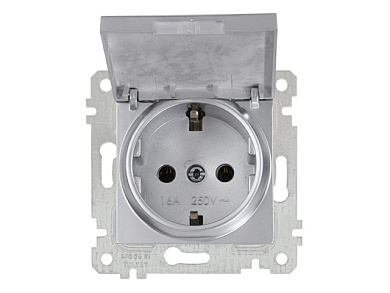 Розетка 1-ая, скрытая без рамки с/з с крышкой, серебро RITA Mutlusan 2200 610 0282