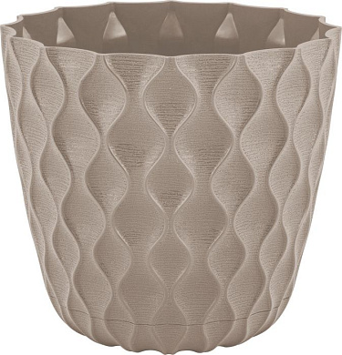 Горшок для цветов InGreen Wave с дренажной сеткой и съемным поддоном 10л, D270мм, платан Пластик Репаблик IG650410105