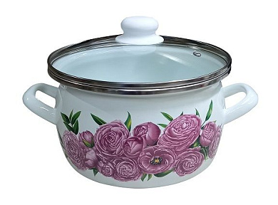 Кастрюля 1,5л (сфера) "Пионы пурпур." Сантэкс 1-2415112(Бл)(ПП)