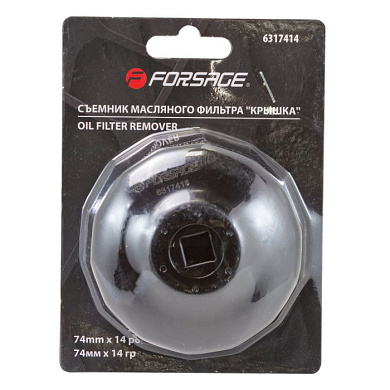 Съемник масляного фильтра 74 мм, 1/2", крышка 14-гр. Forsage F-6317414