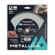 Диск алмазный турбо-волна Optima 180x22,2 мм, H=7 мм по камню, кирпичу. В кор. METALLICA 900321