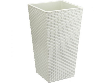 Кашпо РОТАНГ 198х198х360 мм, белый IDEA М3086