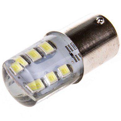 Автолампа диод S25 (P21W) 12V 12 SMD BA15s 1-конт Белая комп.2 шт противотуманки/поворот/задн SKYWAY S08201047