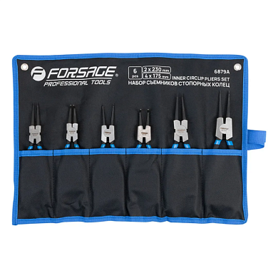 Набор съемников стопорных колец сжим/разжим, прямой/угловой 175/230 мм 6 пр Forsage F-6879A