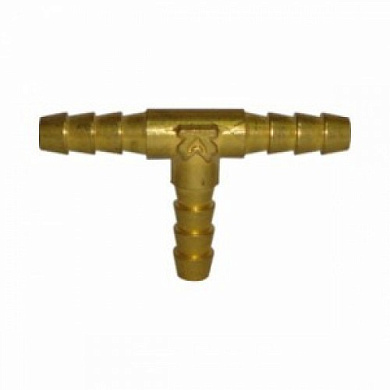 Штуцер пневматический T-образный "елочка" 6 мм, латунь H-D HD-B1286-06