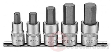 Набор головок-бит HEX на планке 5 пр. 1/2'' Force 4056
