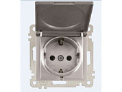 Розетка 1-ая, скрытая, без рамки, с/з, с крышкой серебро, DARIA, 16 A, 250 V, IP 20 Mutlusan 2100 610 0282