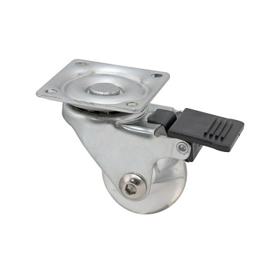 Колесо меб. CRYSTAL/1 d35 h51 с площадкой с торм., прозрачный AKS 75740