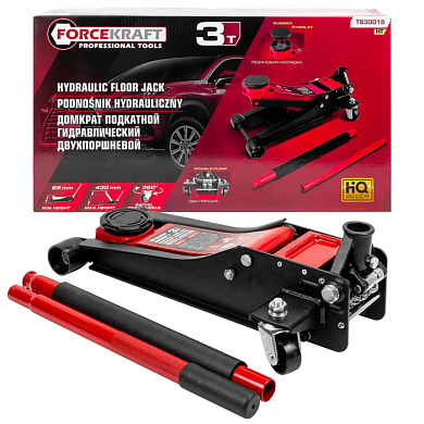Домкрат подкатной гидравлический 3 т, 85-430 мм, двухпоршневой ForceKraft FK-T830018 HT