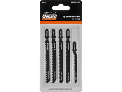 Набор пилок лобз. по дереву 5шт., GP0634-01, T101AO, T101B, T101BR, T111C, T144D GEPARD GP0634-01